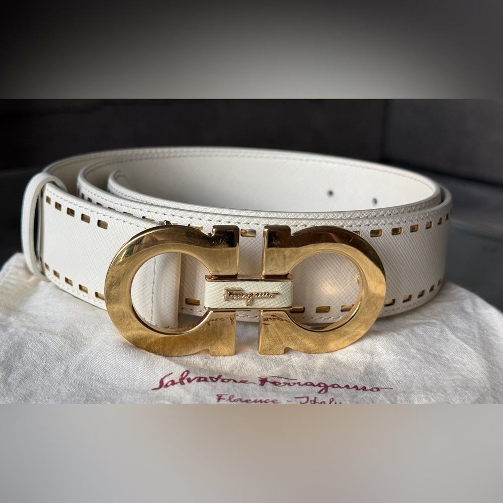 Salvatore Ferragamo white belt